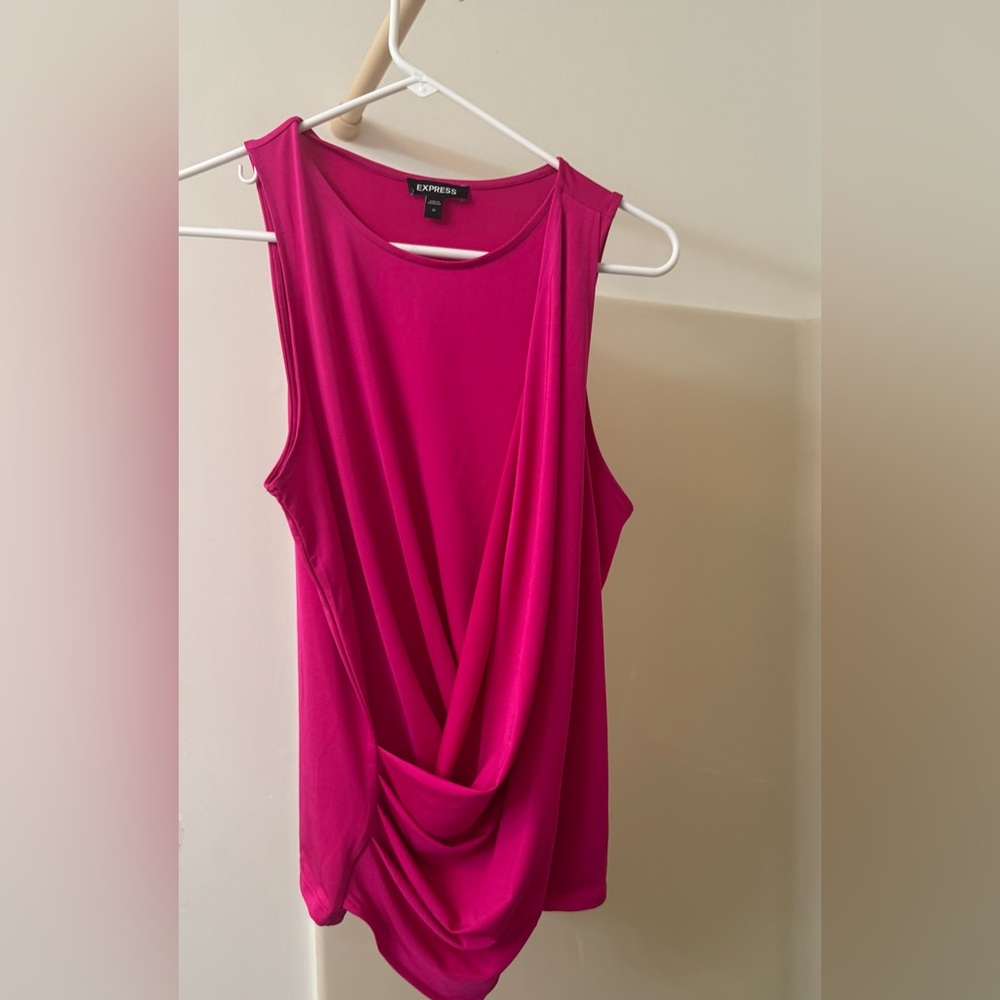 Express Hot Pink Drape Front Sleeveless Blouse. Size Medium